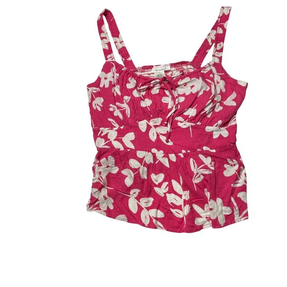Pink & White Floral Tank Top By Urban Romantics Womens Size L 100% Rayon Lightwe - Picture 12 of 13